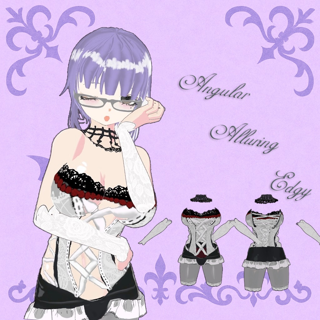 【VRoid・VRChat対応】ゴシックコルセットセット+無料VRMモデル「Suzune」付き