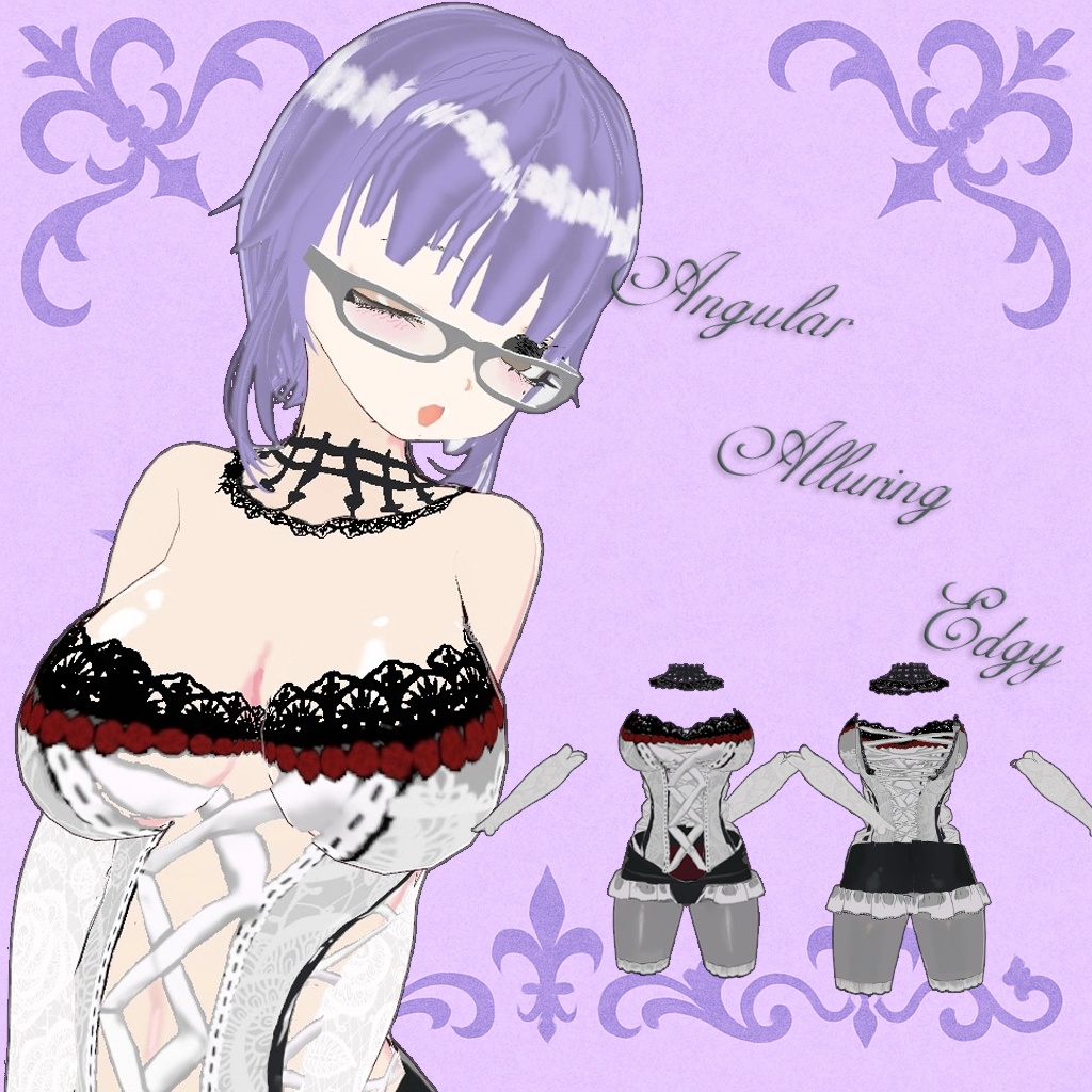 【VRoid・VRChat対応】ゴシックコルセットセット+無料VRMモデル「Suzune」付き