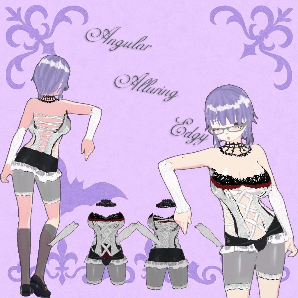 【VRoid・VRChat対応】ゴシックコルセットセット+無料VRMモデル「Suzune」付き