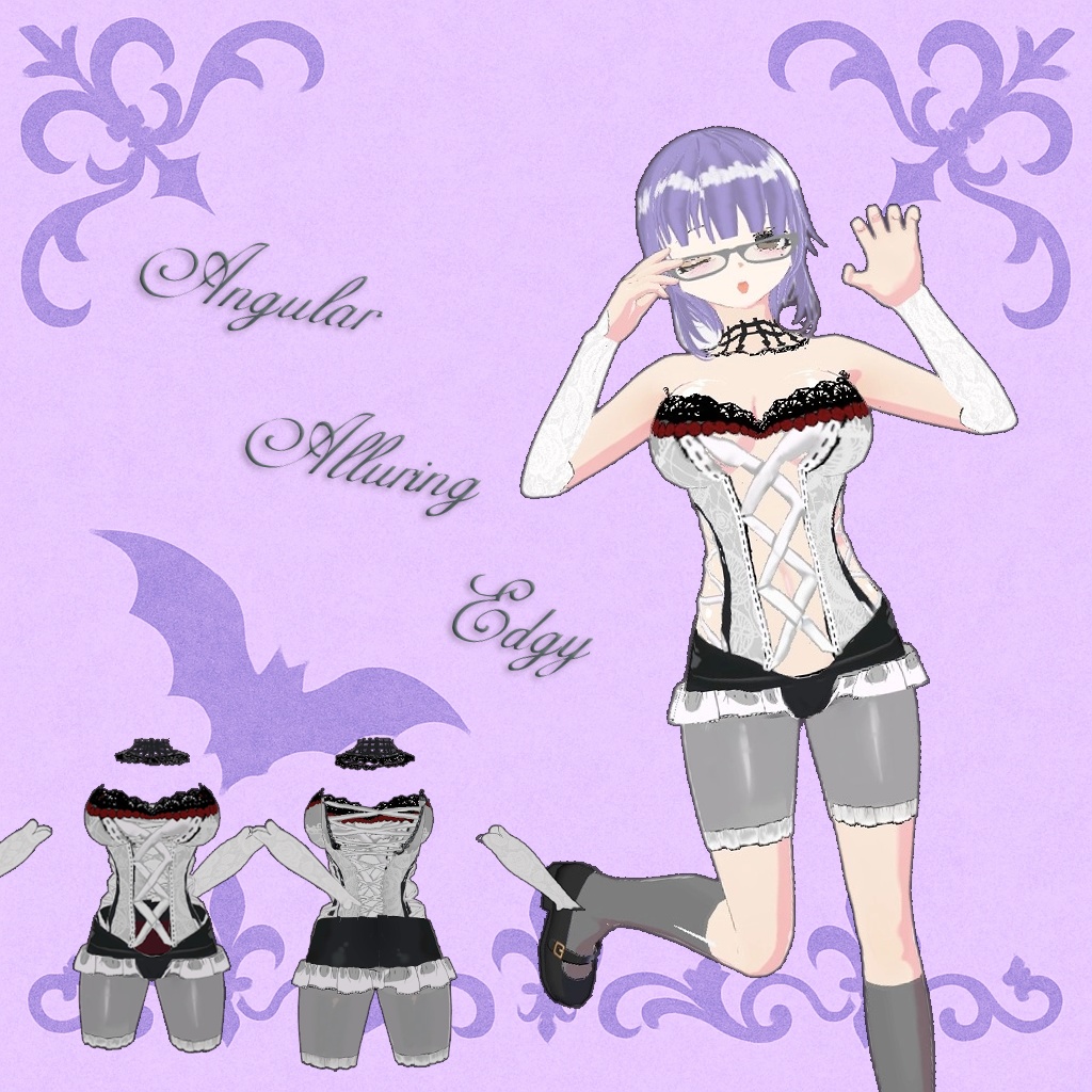 【VRoid・VRChat対応】ゴシックコルセットセット+無料VRMモデル「Suzune」付き