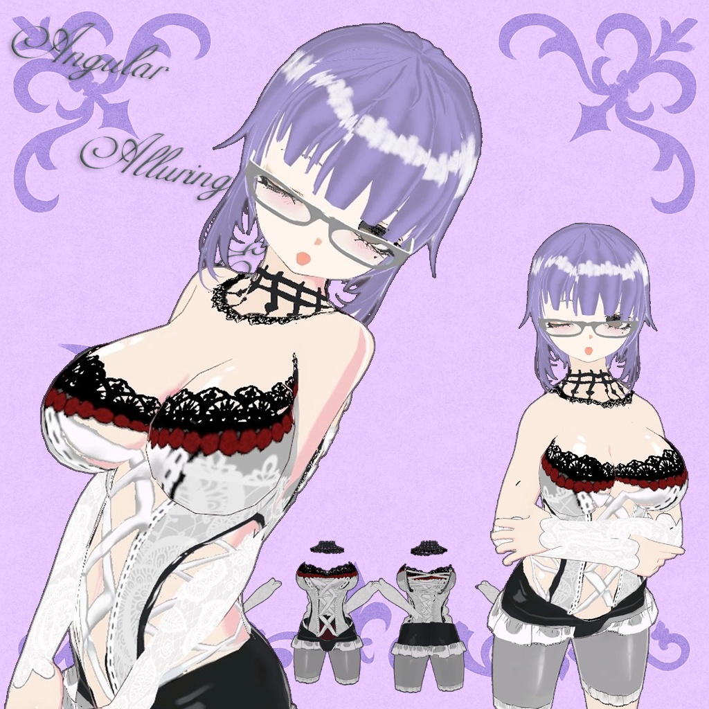 【VRoid・VRChat対応】ゴシックコルセットセット+無料VRMモデル「Suzune」付き