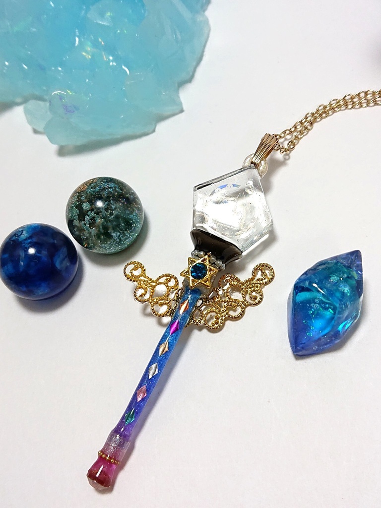 魔法陣 変身ステッキ風ネックレス 杖 スタッフ ロッド