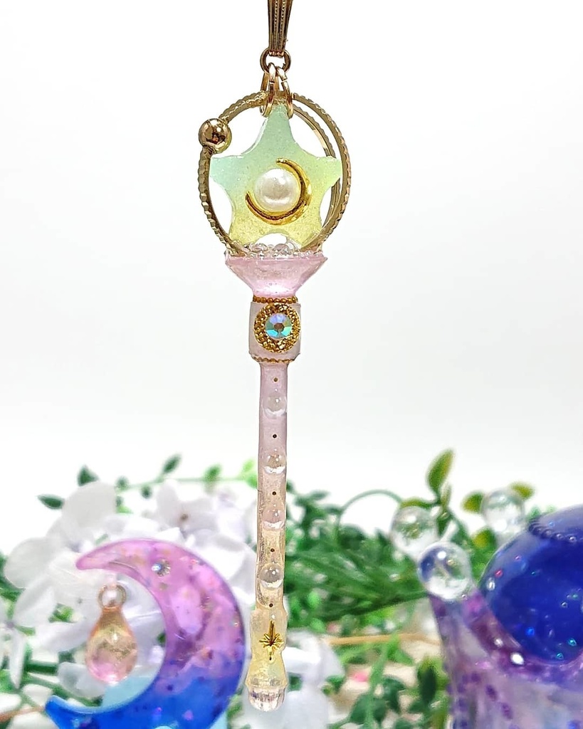 流れる星の変身ステッキ風ネックレス 魔法のステッキ 杖 スタッフ ロッド