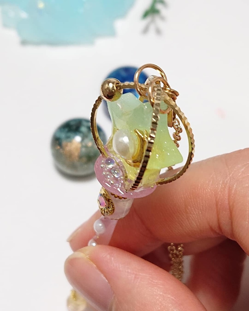 流れる星の変身ステッキ風ネックレス 魔法のステッキ 杖 スタッフ ロッド