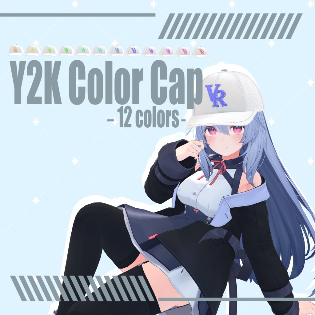【3DCG】Y2K Color Cap-12 colors-