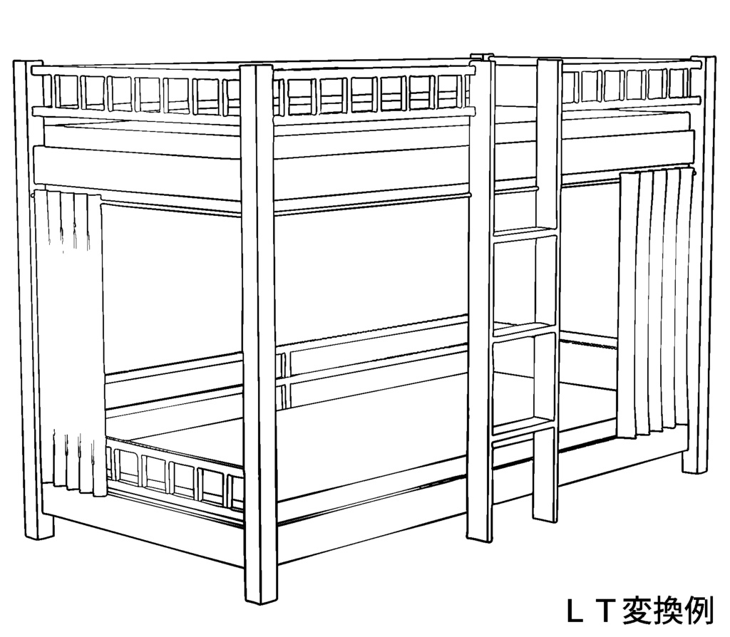 あの部屋の2段ベッド+部屋配置サンプル(3D)
