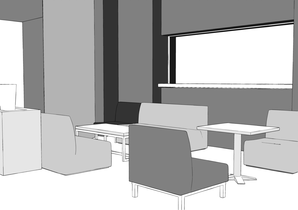 あのカフェのソファ席(3D)