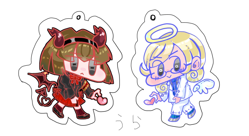 ドロシーとエンジェルの天使と悪魔衣装ペアアクリルキーホルダー