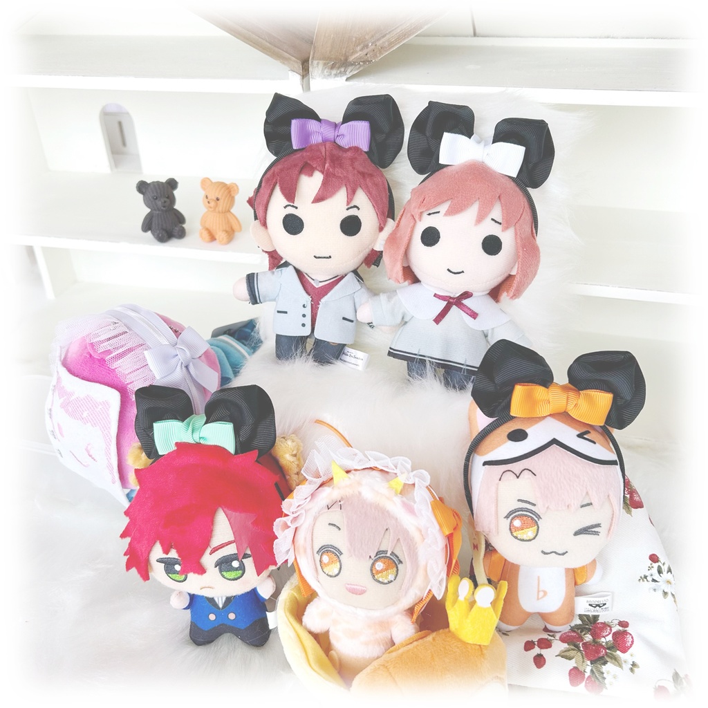 【全30色】ぬいぐるみ用まるみみ風リボンカチューシャ・黒(受注制作)