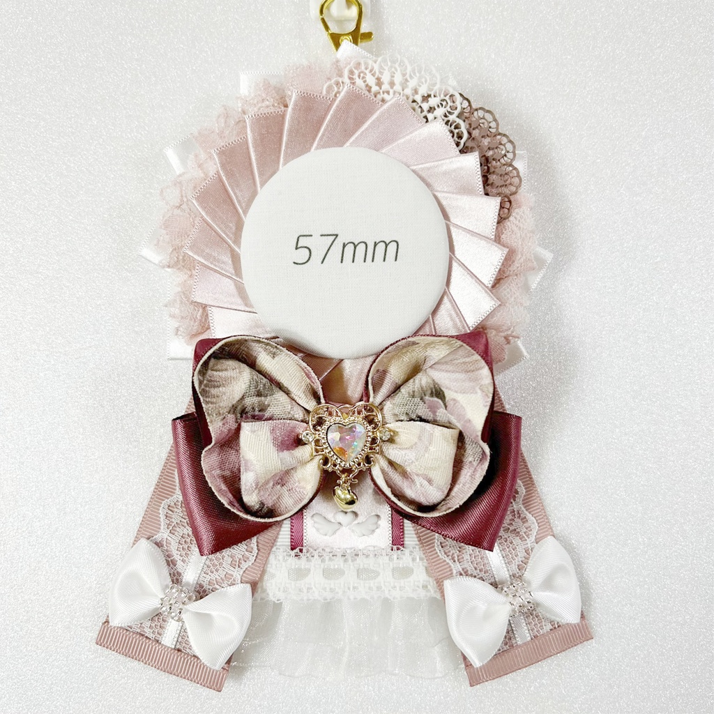 【57~76mm対応】缶バッジ用ロゼット・ダークピンク(くすみピンク)