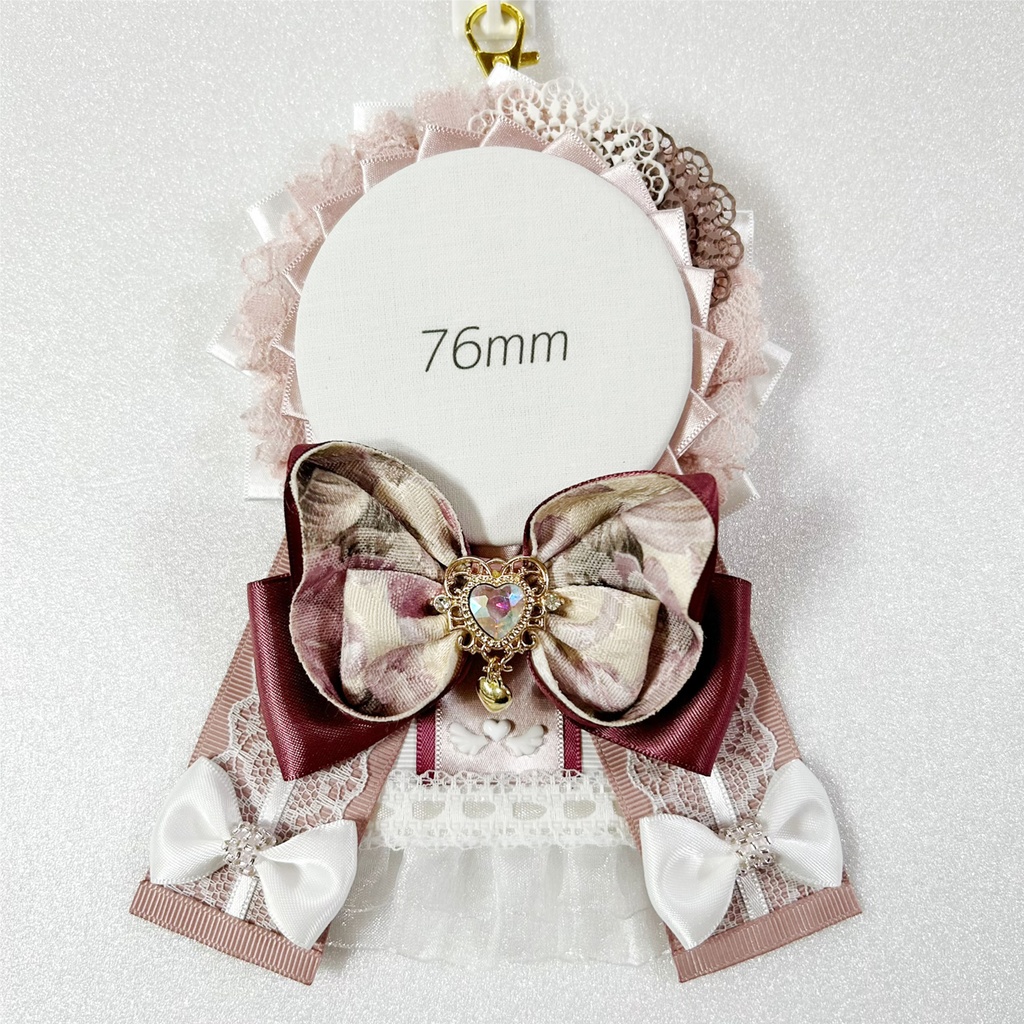 【57~76mm対応】缶バッジ用ロゼット・ダークピンク(くすみピンク)