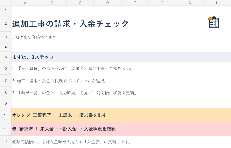 建設業・リフォーム業向け 現場管理Excel3点セット