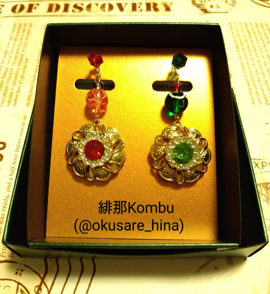 ヴィンテージボタン使用ノンホールピアス_1