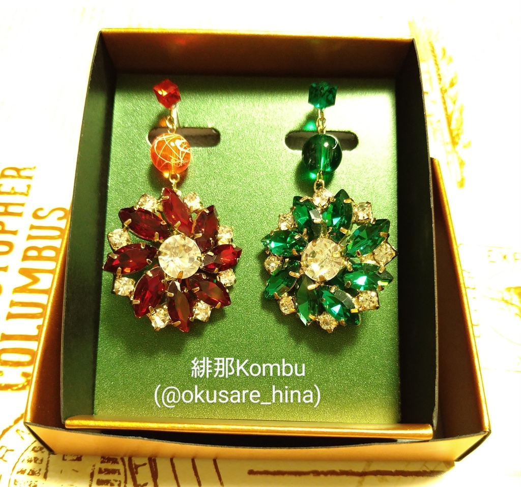 ヴィンテージボタン使用ノンホールピアス_2