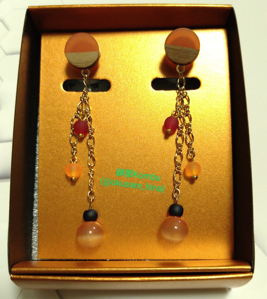 ノンホールピアス_ウッドパーツ