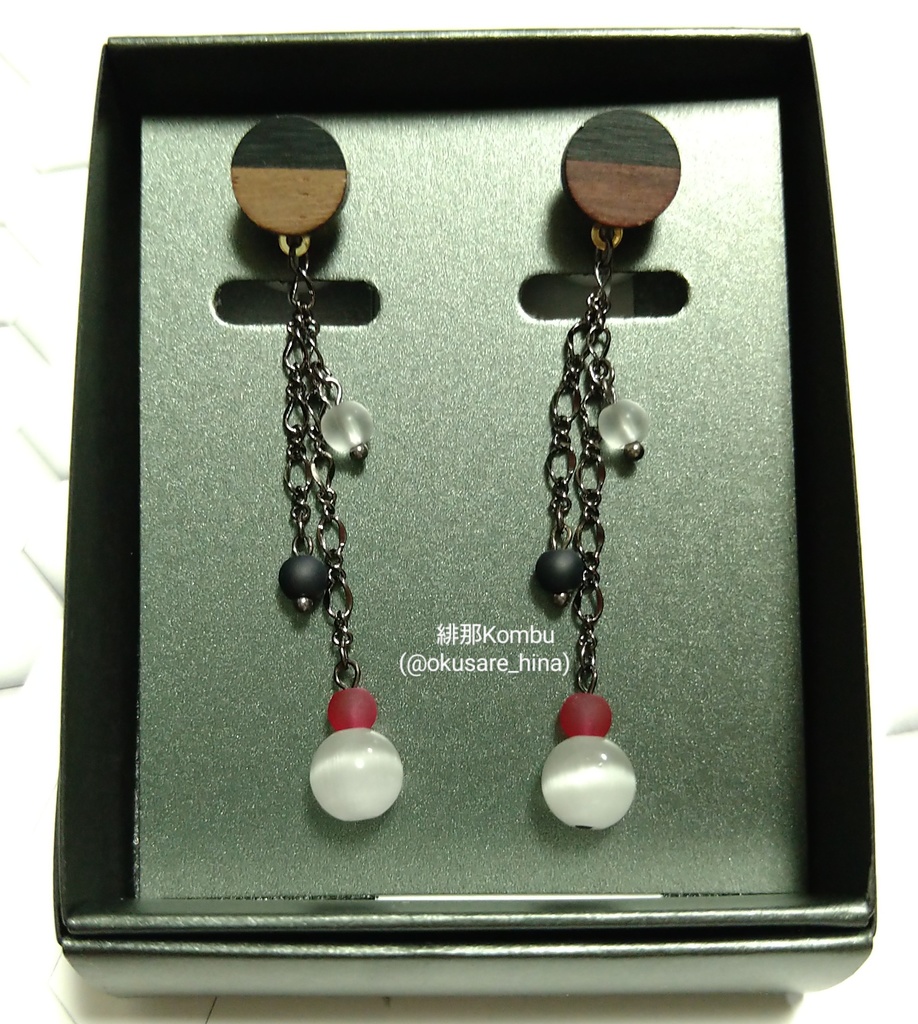 ノンホールピアス_ウッドパーツ