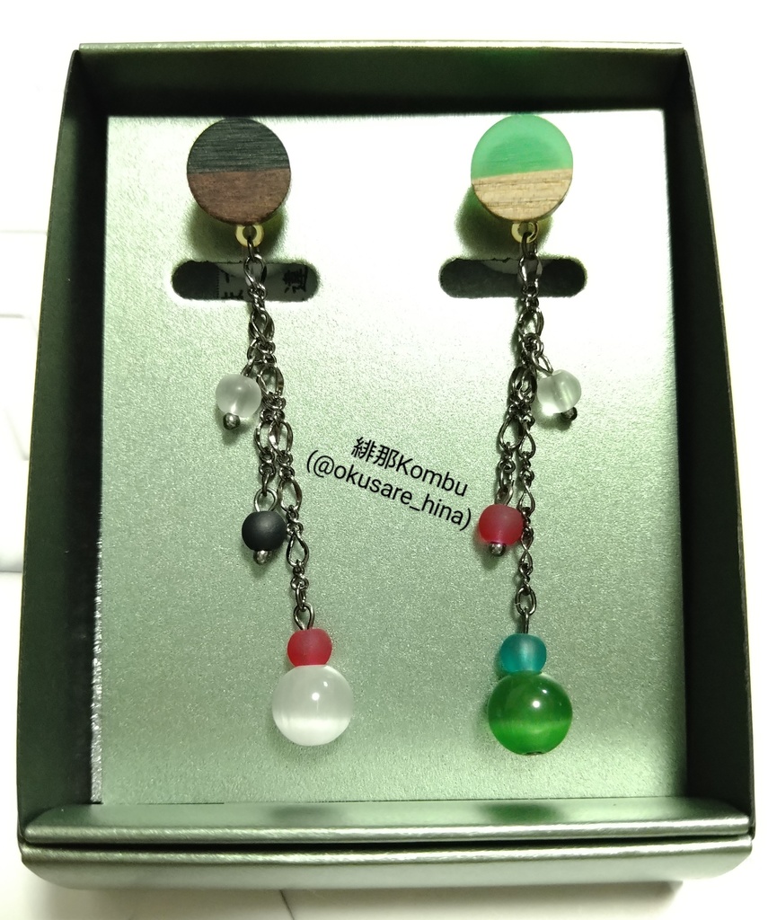 ノンホールピアス_ウッドパーツ