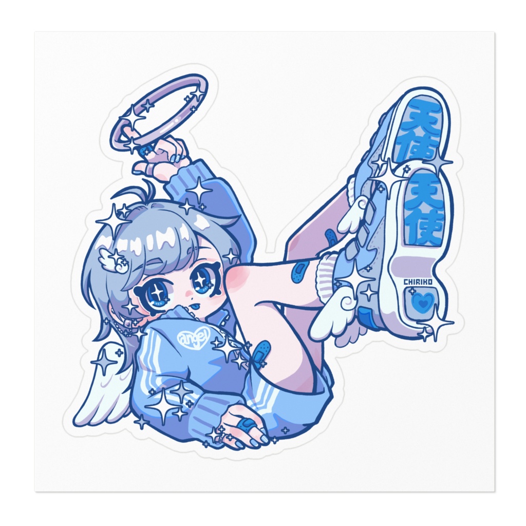 天使ちゃんステッカー水色