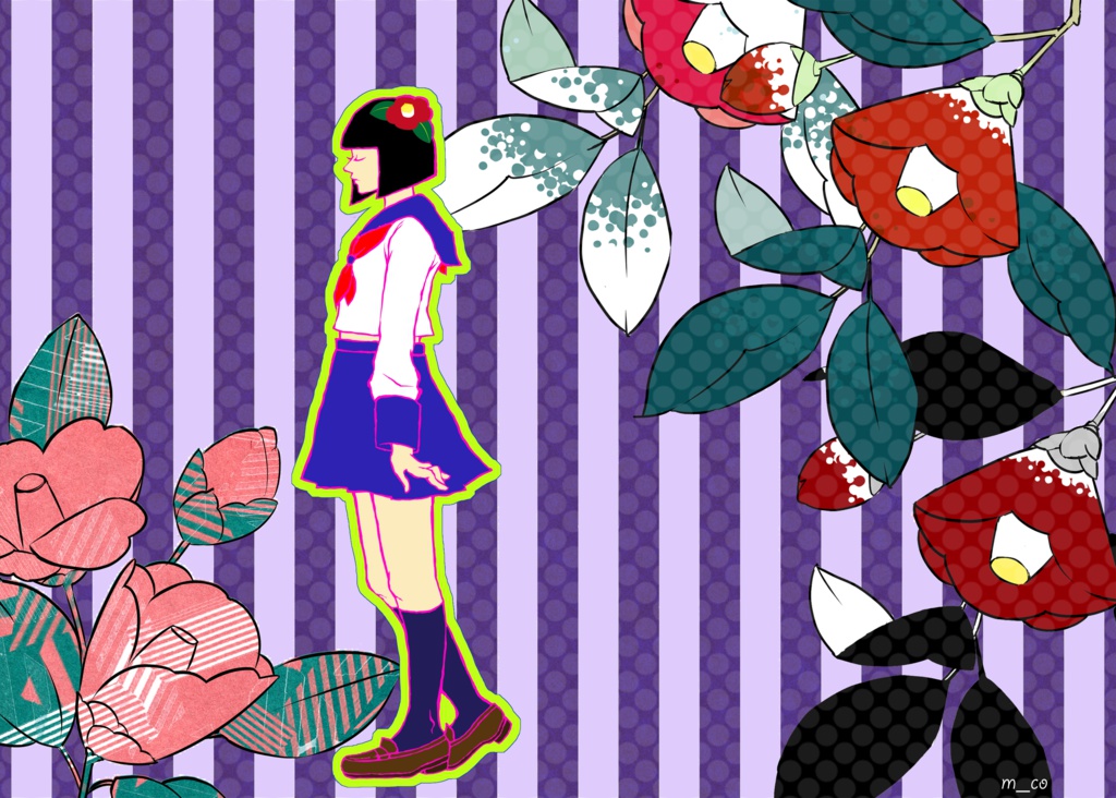 少女 - 椿 - トートバッグ