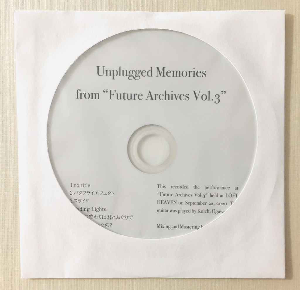 アコースティックライブcd Unplugged Memories From Future Archives Vol 3 Ray公式通販 Booth