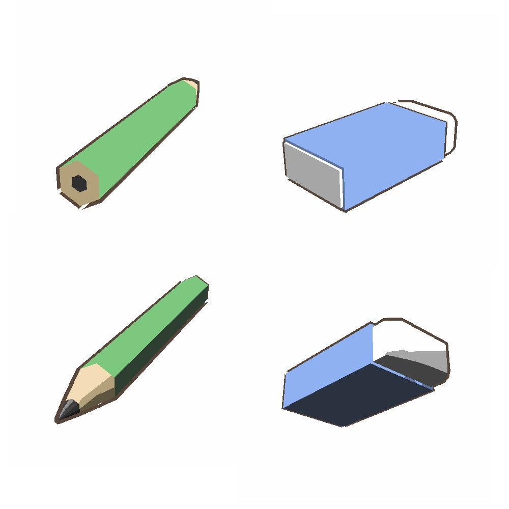 【3Dモデル】鉛筆と消しゴム
