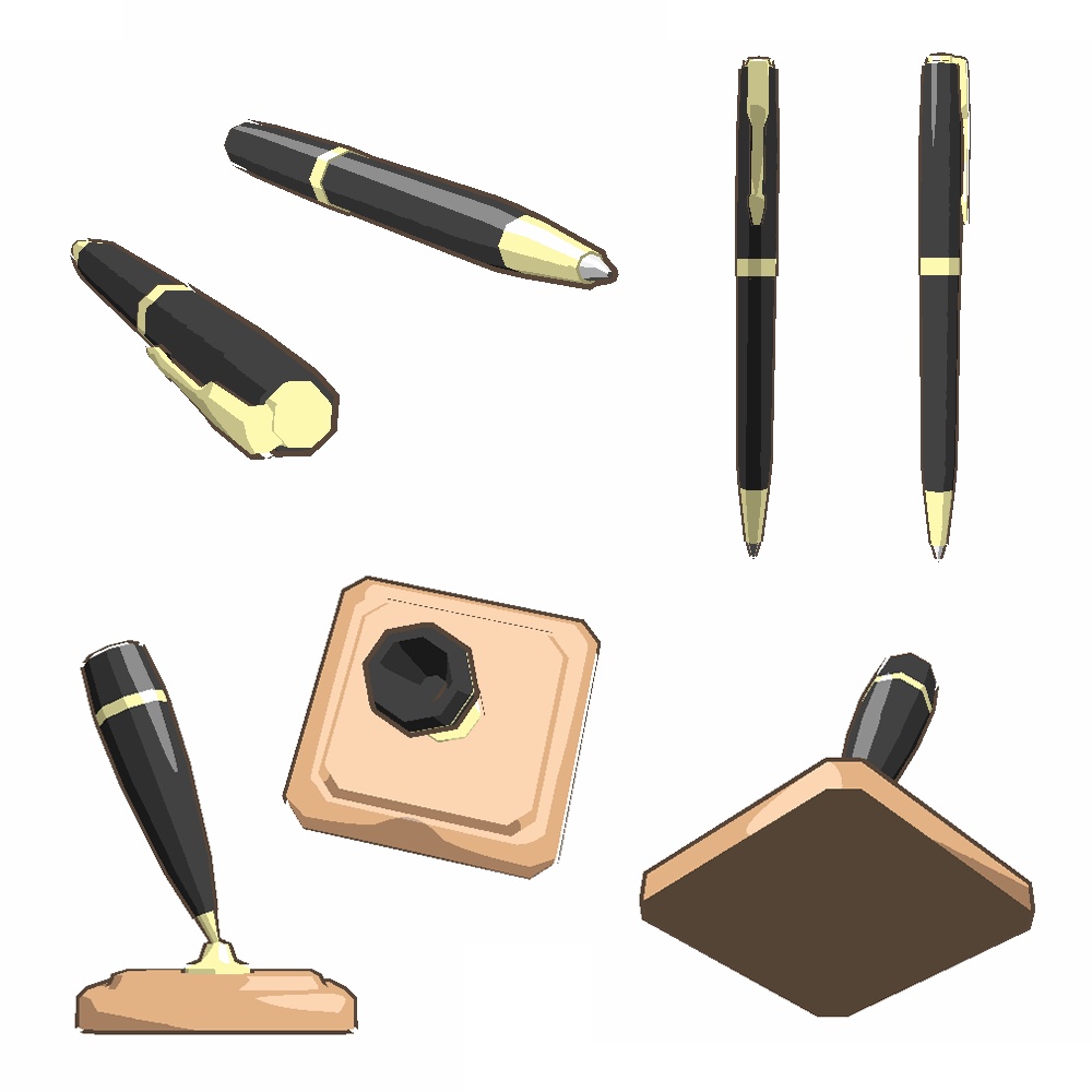 【3Dモデル】ボールペンとペン立て