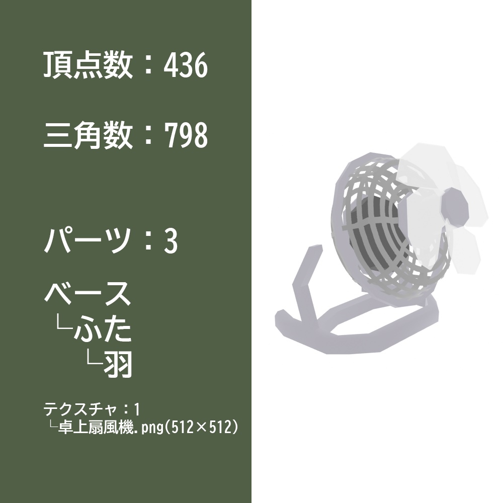 【3Dモデル】卓上扇風機