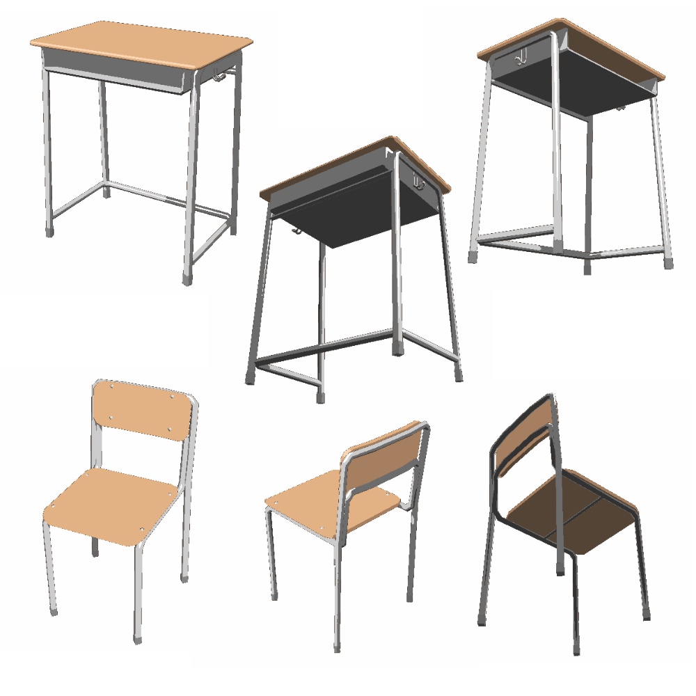 【3Dモデル】学校机