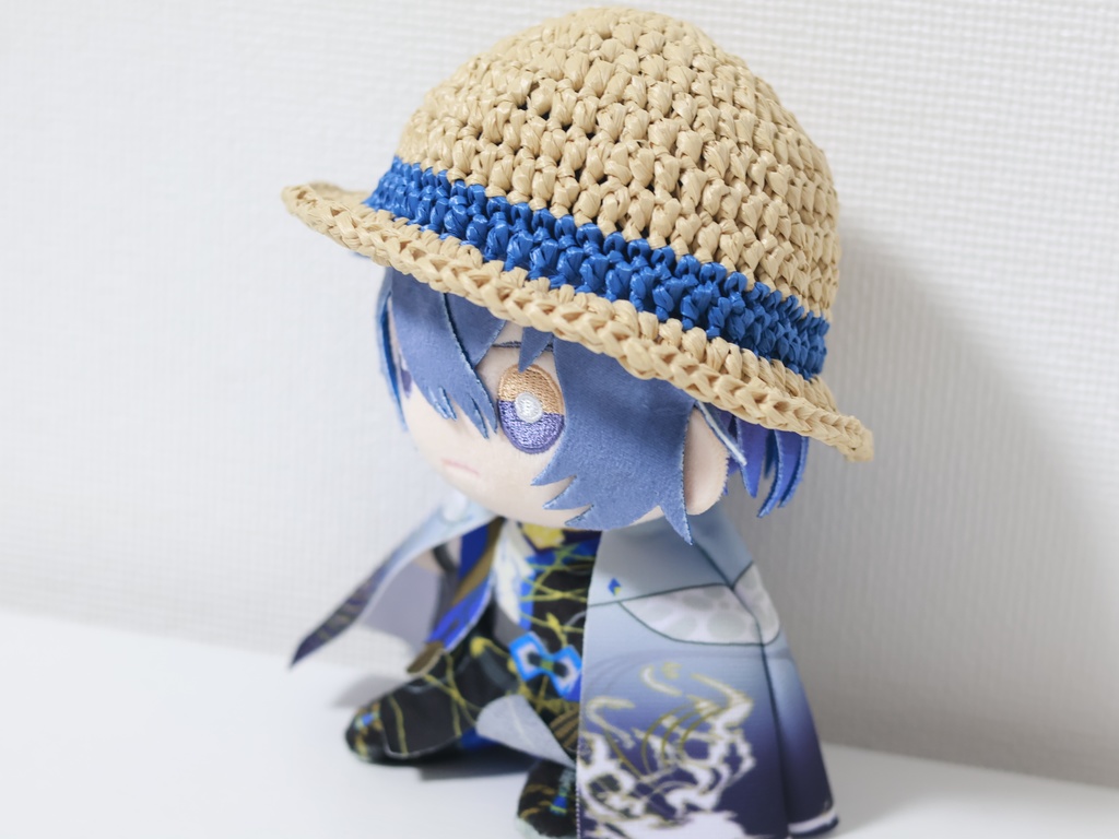 にじぬいサイズ 麦わら帽子 青色