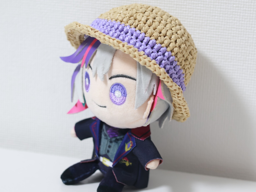 にじぬいサイズ 麦わら帽子 紫色