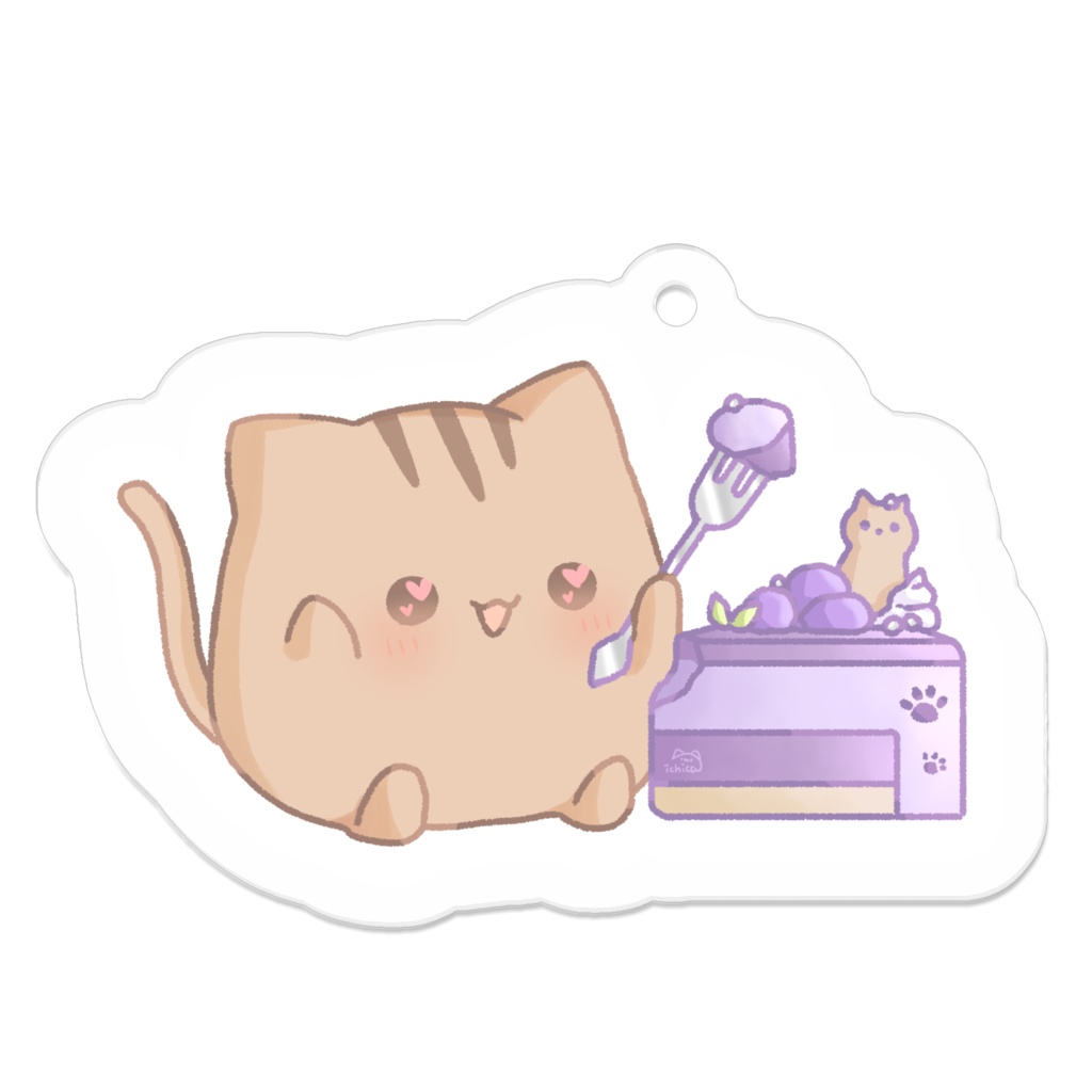 茶トラねことぶどうのムースケーキ