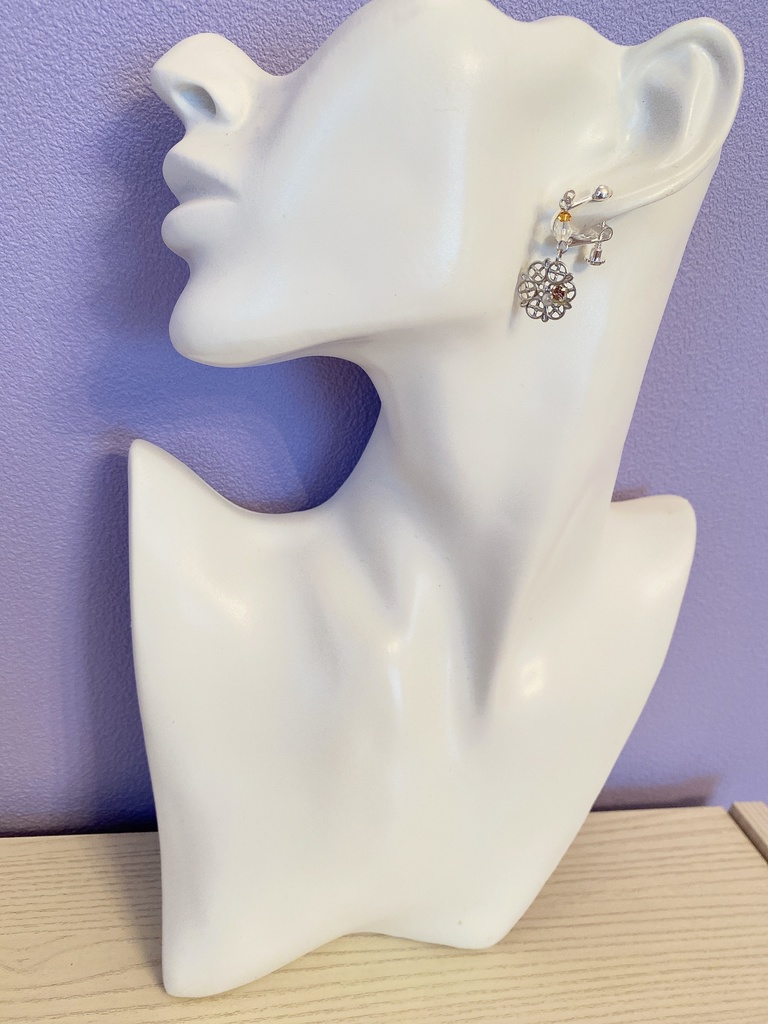 ◆推し色透かしイヤリング(小)シルバー×橙◆