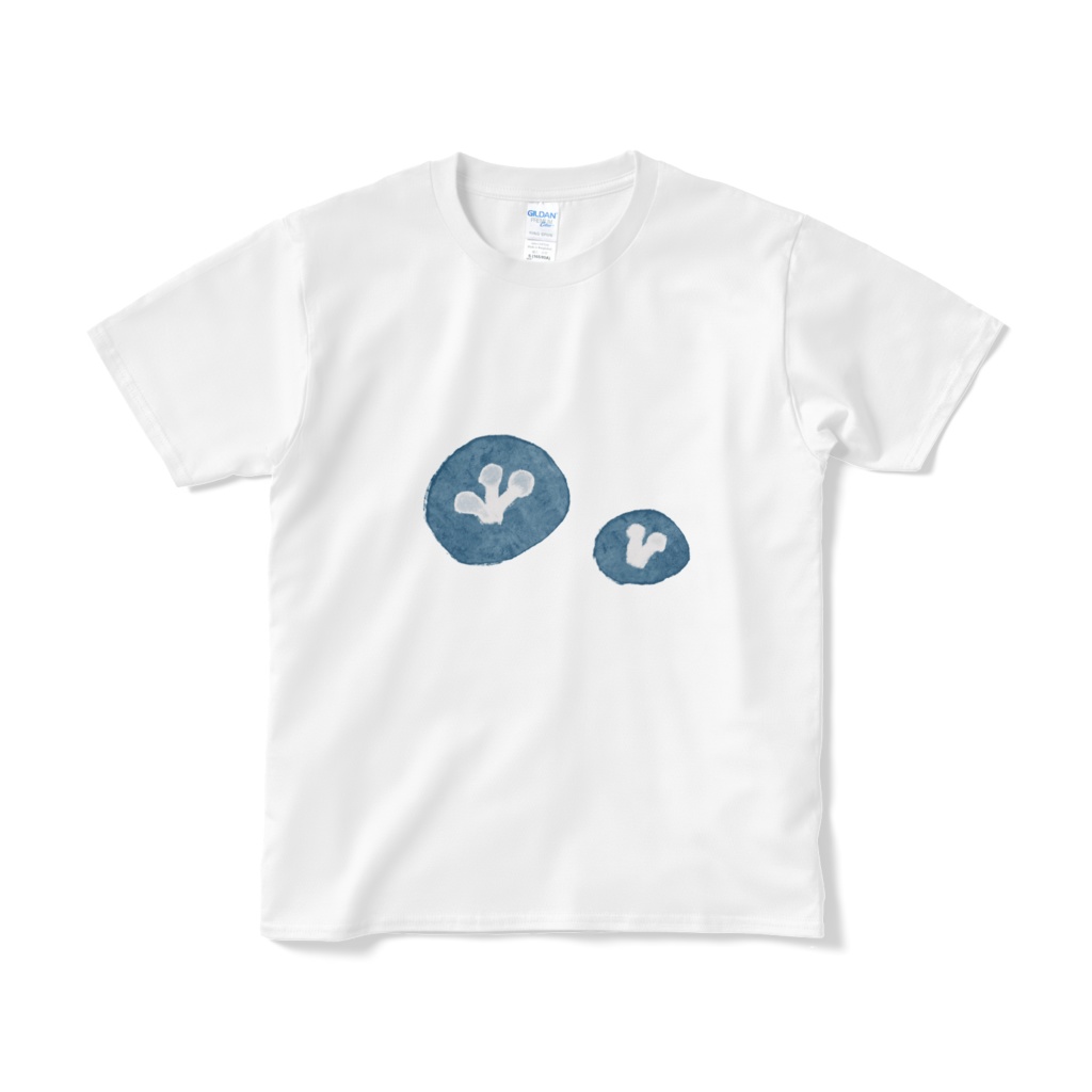 レトロフラワー ・ブルー ーTシャツー