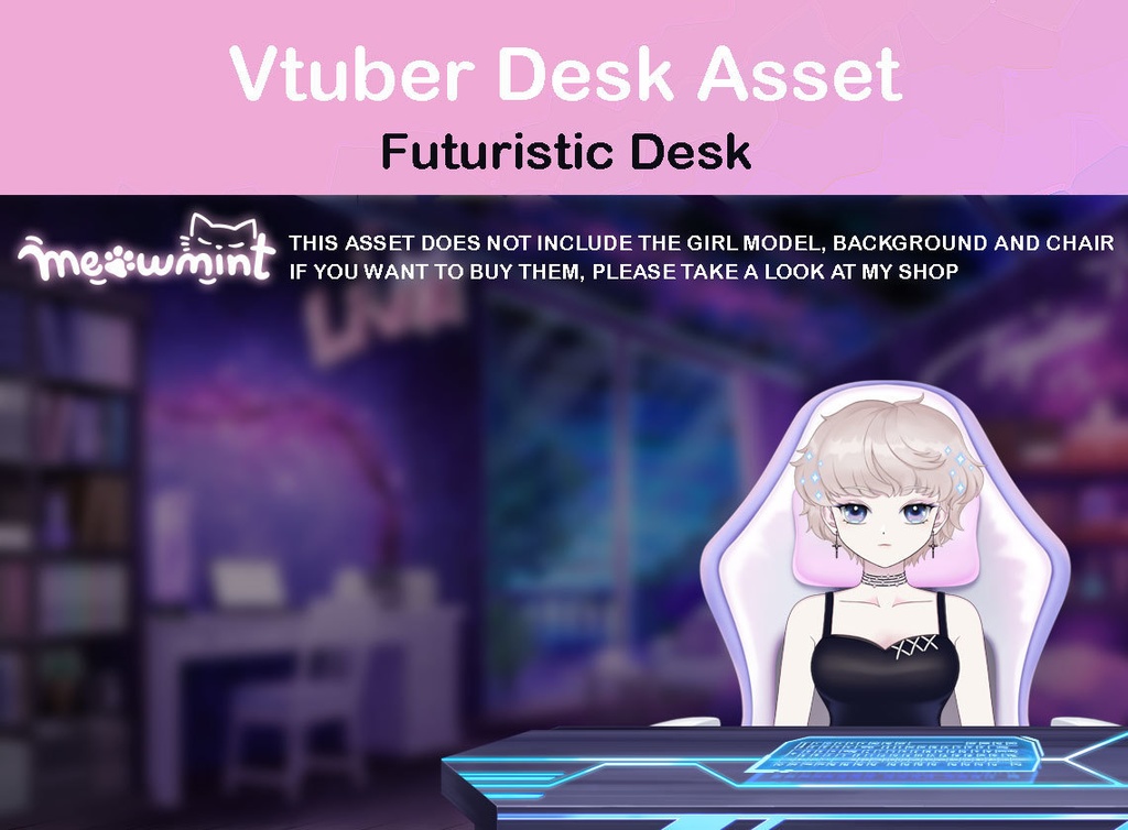 Cyber Futuristic Desk - Vtuber asset