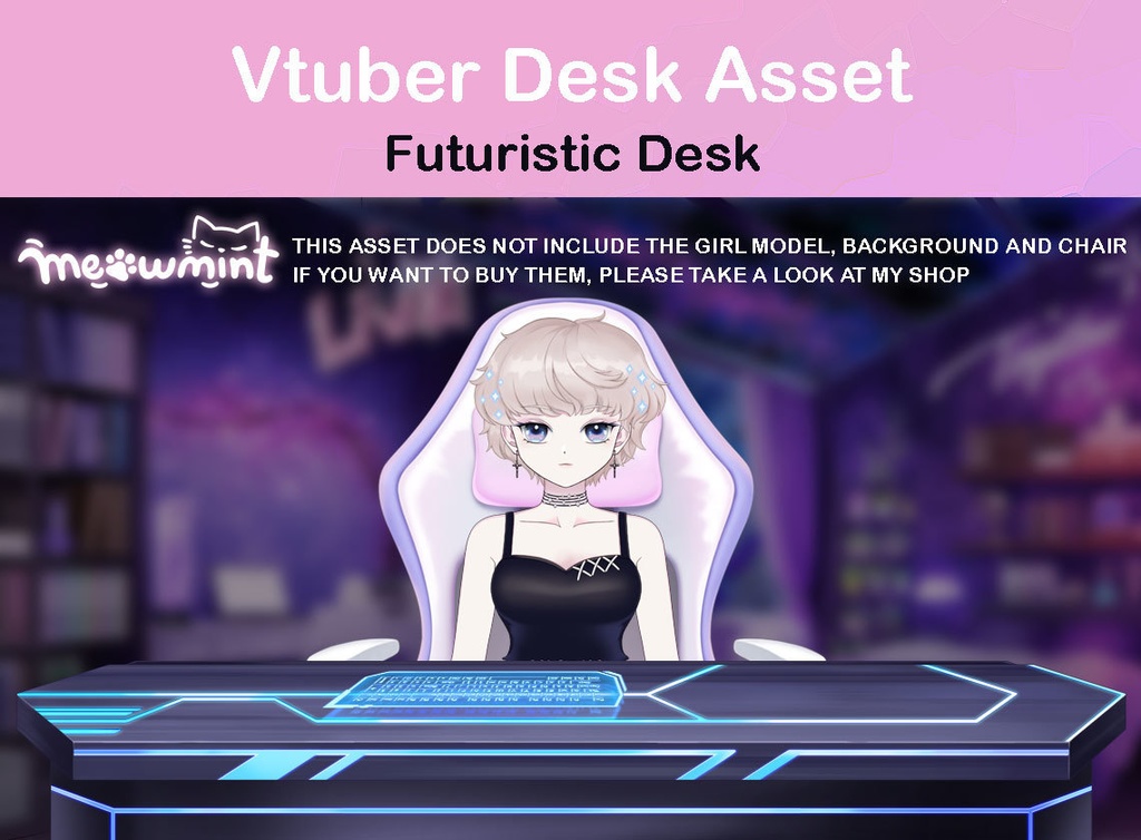 Cyber Futuristic Desk - Vtuber asset