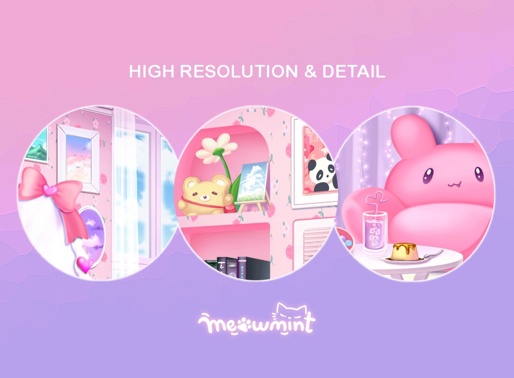 Cute Pink Bedroom Vtuber Background - DAY version - Vtuber のかわいいピンクの寝室の背景