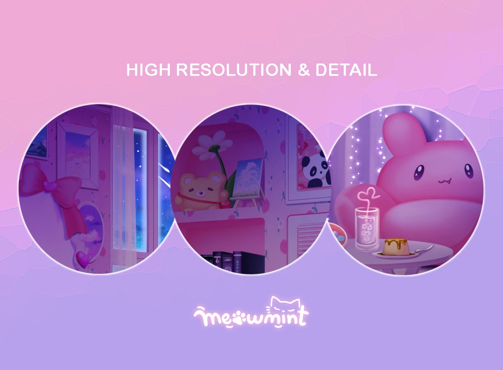 Pink Bedroom Vtuber Background - NIGHT version - Vtuber のかわいいピンクの寝室の背景