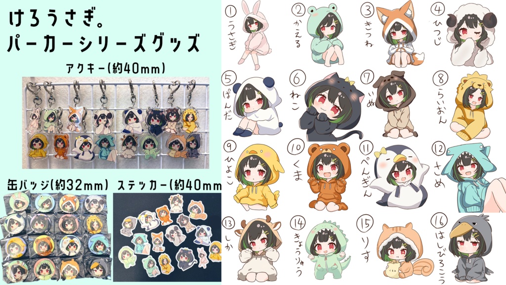 けろうさぎ。パーカーシリーズ(アクキー)