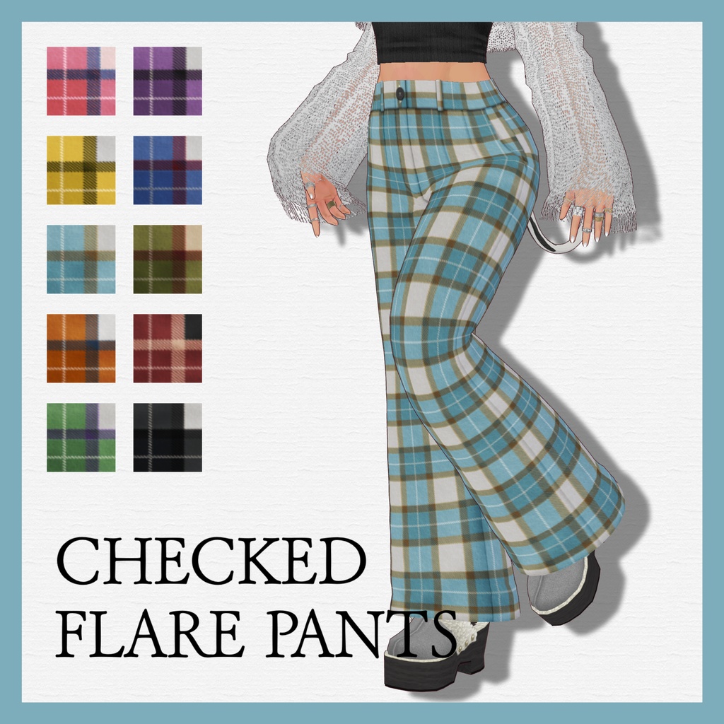 CHECKED FLARE PANTS