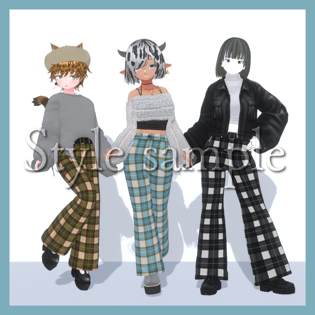 CHECKED FLARE PANTS