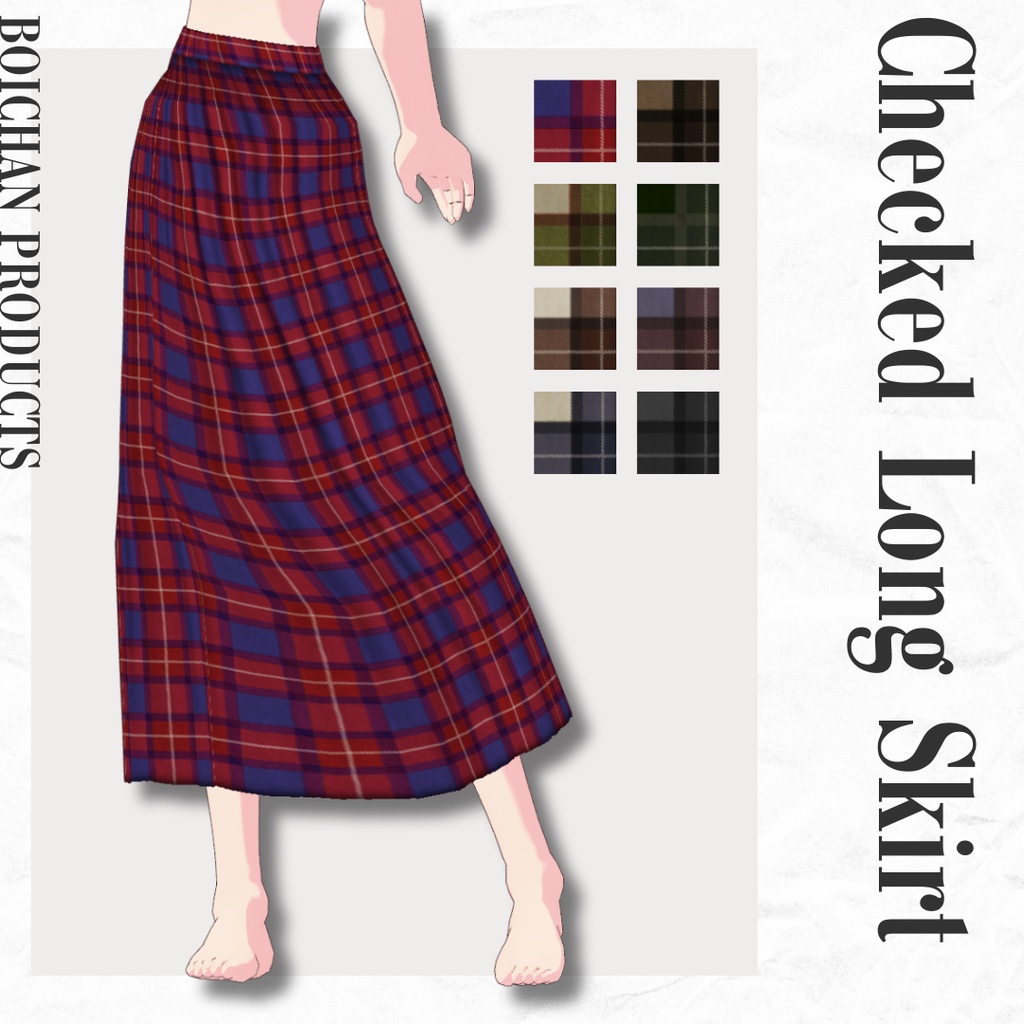 CHECKED LONG SKIRT