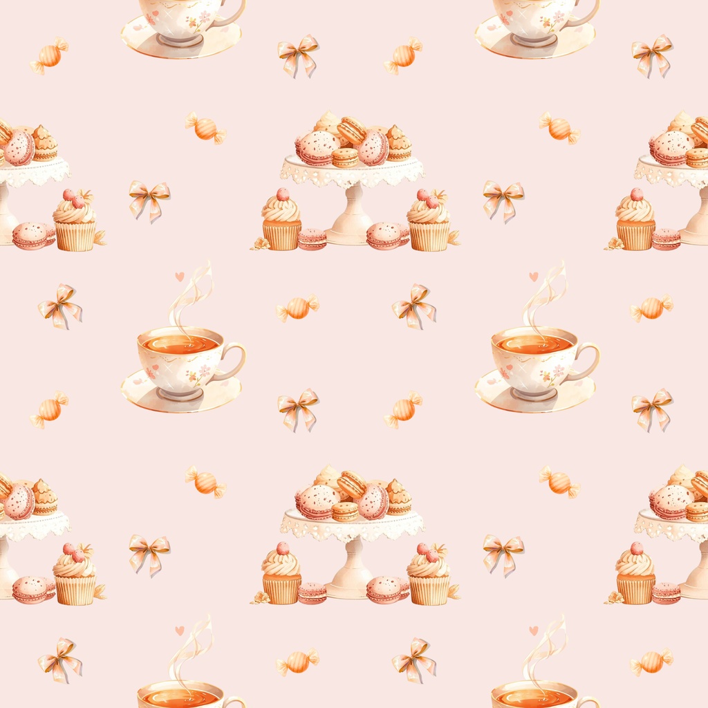 ふんわり冬のティータイム*デジタルペーパー5点セット|ピンク&ラベンダー