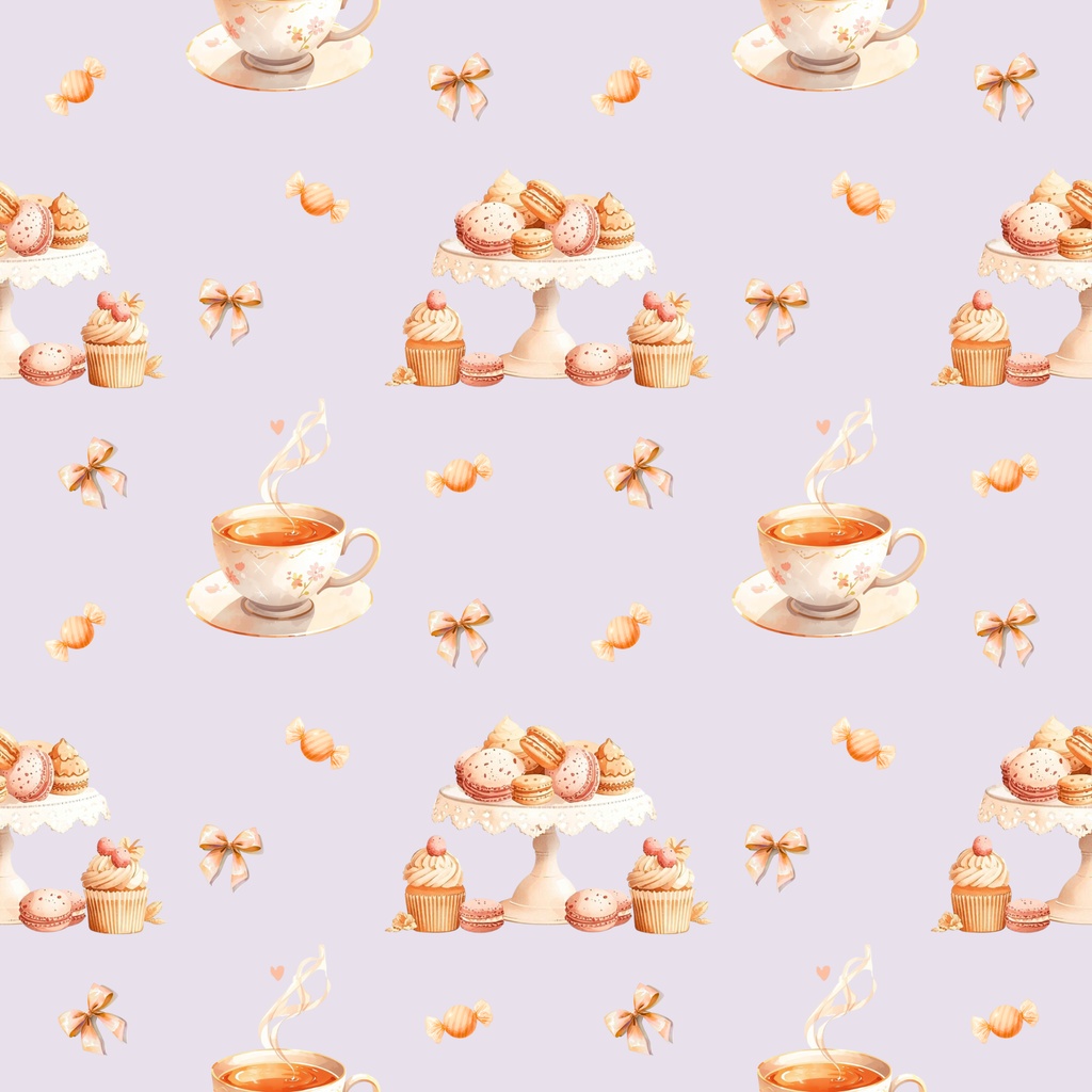 ふんわり冬のティータイム*デジタルペーパー5点セット|ピンク&ラベンダー