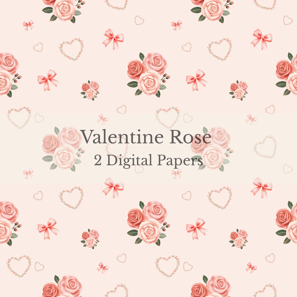 バレンタイン ♡ ローズ｜デジタルペーパー２点セット