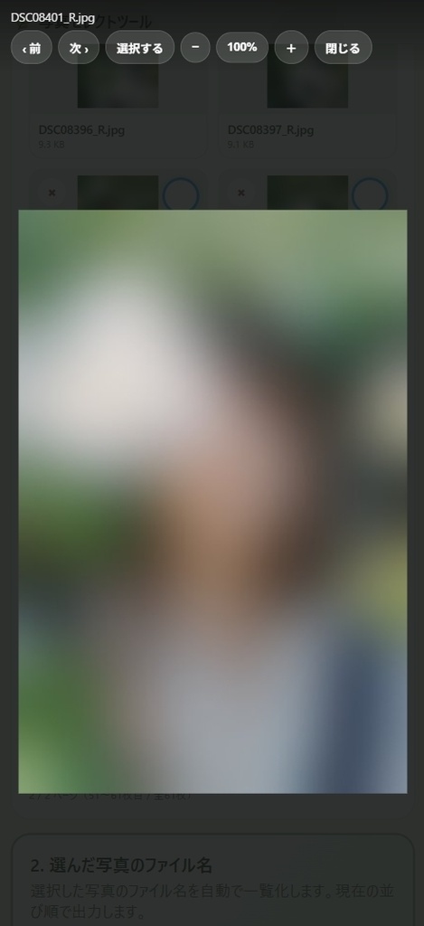 写真セレクトツール|大量の写真から必要なカットを選んでファイル名を一覧化