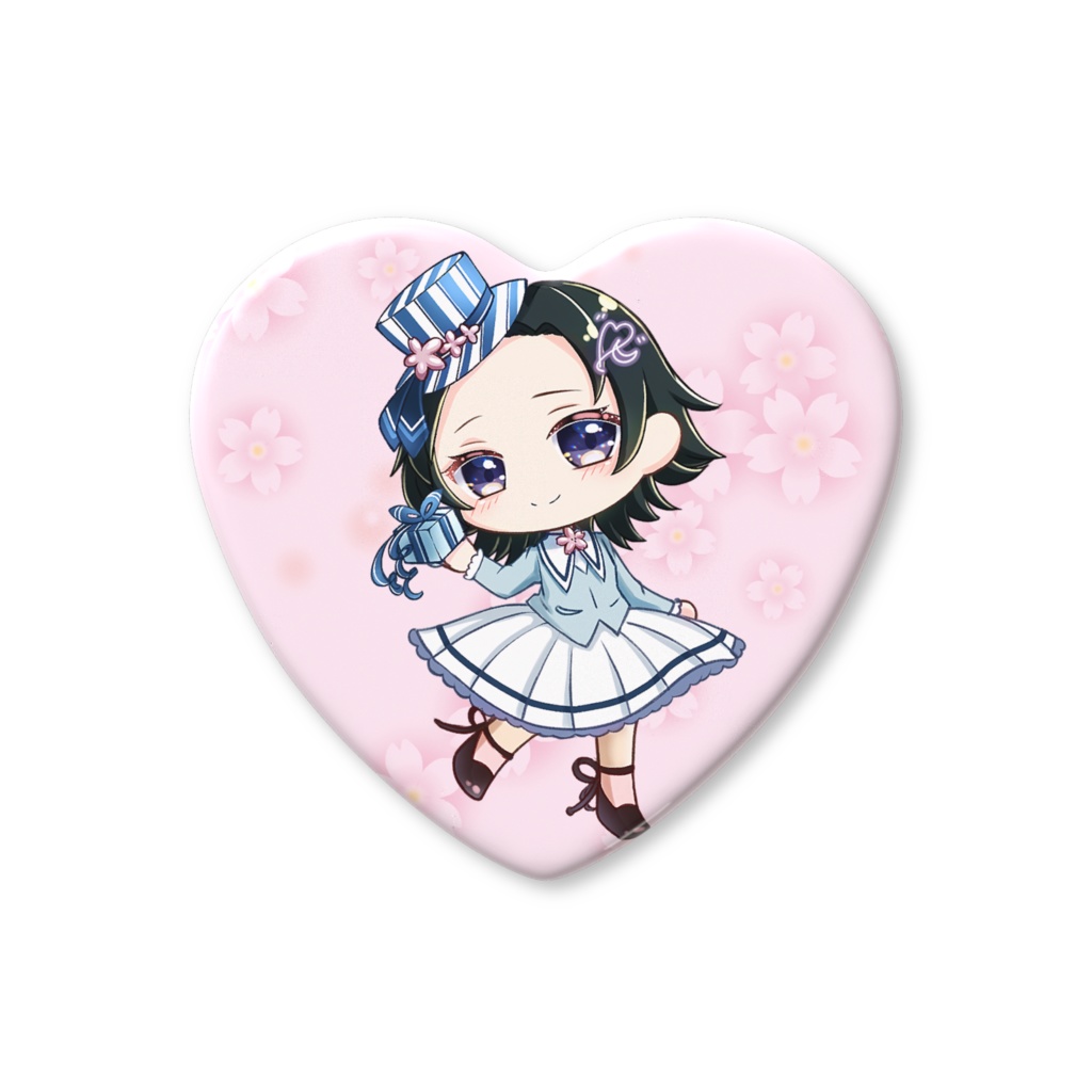 ハート缶バッジ(春)