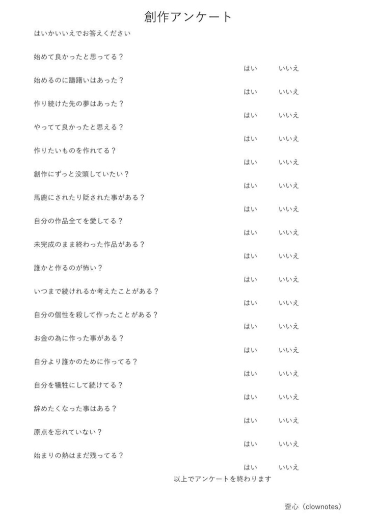 創作アンケート