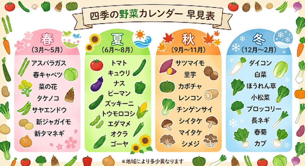 旬野菜で整える、家族の食卓ガイド｜時短・献立・保存の実践コラム【購入特典付き】