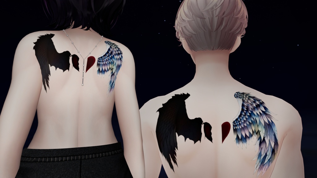天使と悪魔の翼タトゥー