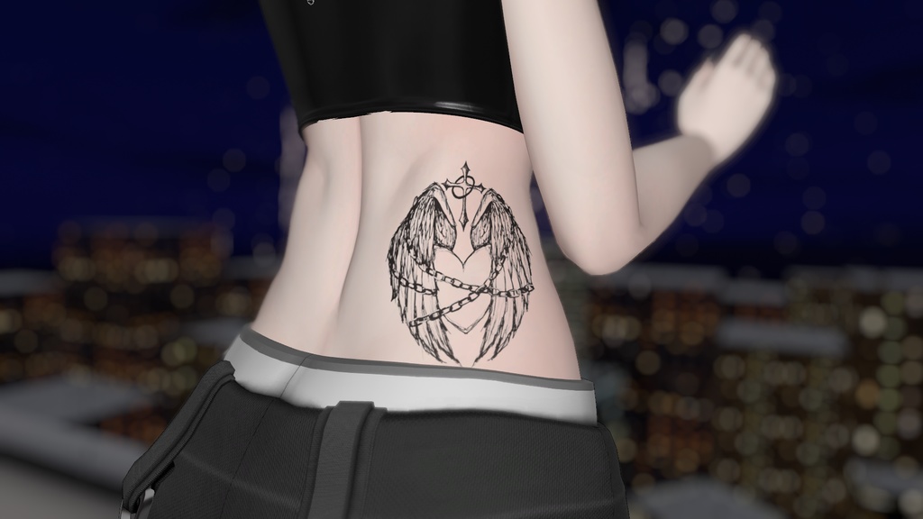 ハートと翼のtattoo(服ペイント)